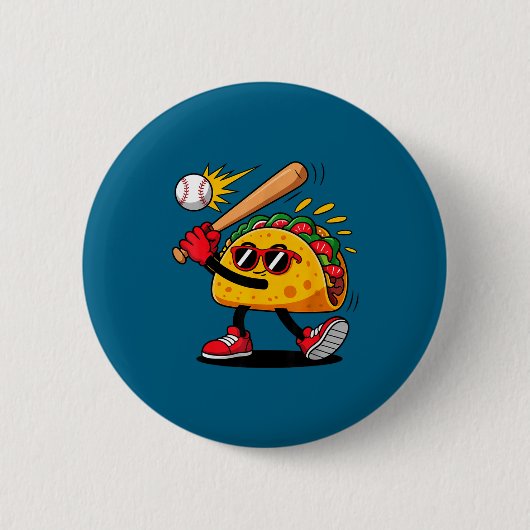 Taco-honkbal Mexicaans cinco de mayo mannen kinder Ronde Button 5,7 Cm (Voorkant)