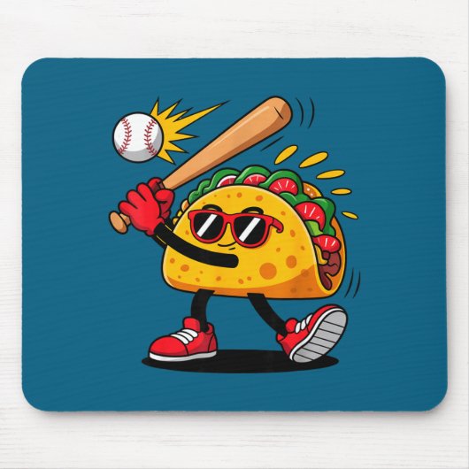 Taco honkbal mexicaanse cinco de mayo mannen kinde muismat (Voorkant)