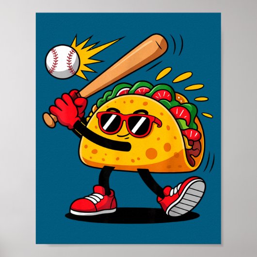 Taco honkbal mexicaanse cinco de mayo mannen kinde poster (Voorkant)