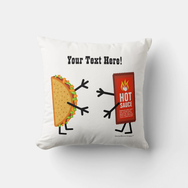 Taco & Hot Sauce - Aanpasbaar Kussen (Voorkant)