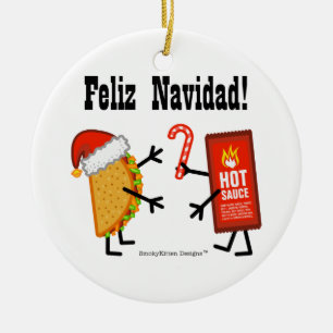 Taco & Hot Sauce - Feliz Navidad! Keramisch Ornament