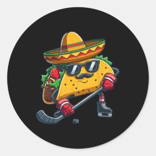 Taco ijshockeyspeler Funny Cinco de Mayo Ronde Sticker