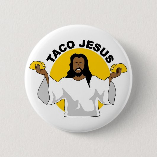 Taco Jesus Pin Ronde Button 5,7 Cm (Voorkant)