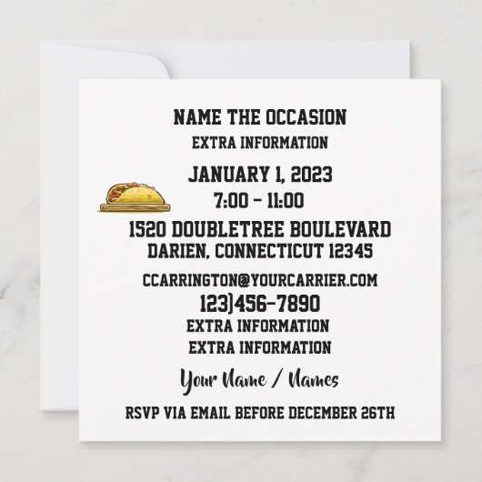 TACO KAART (Achterkant)