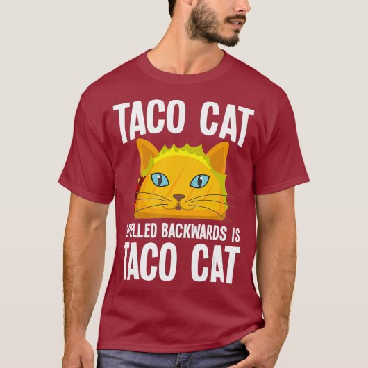 Taco kat achterover geknipt grappig grapje t-shirt (Voorkant)
