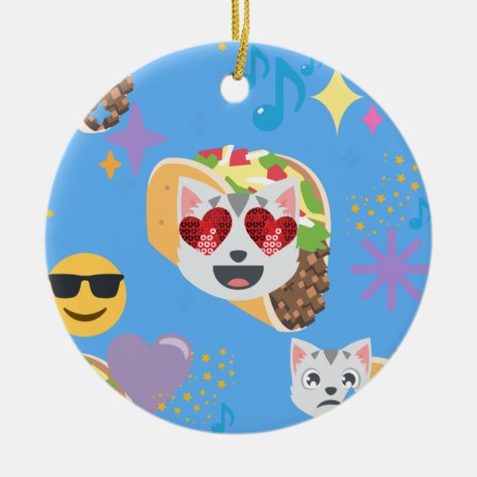 taco kat emoji keramisch ornament (Voorkant)