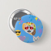 taco kat emoji ronde button 5,7 cm (Voorkant /achterkant)