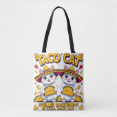 Taco Kat Feest Kawaii Schattig Cinco de Mayo Chibi Tote Bag (Voorkant)