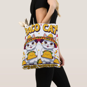 Taco Kat Feest Kawaii Schattig Cinco de Mayo Chibi Tote Bag