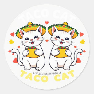 Taco Kat Feestje Schattig Kawaii Cinco de Mayo Chi Ronde Sticker