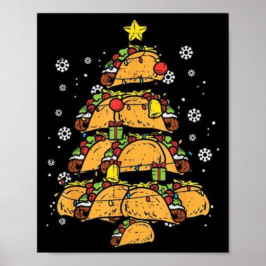 Taco Kerstboom Kerst Mexicaans Eten Poster (Voorkant)