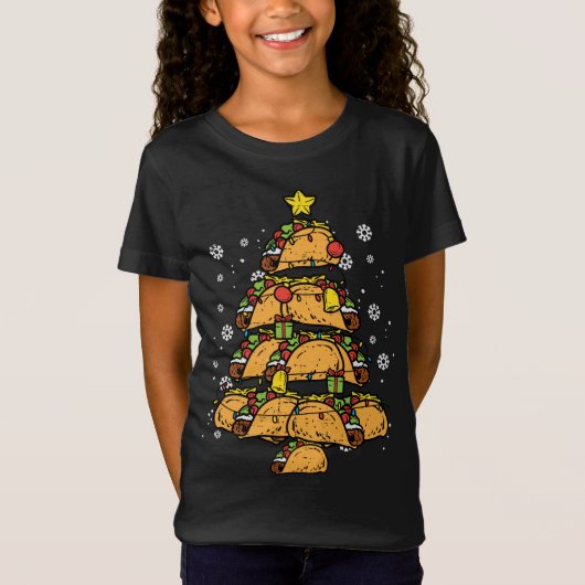 Taco kerstboom Xmas Pajamas PJs Mexicaans voedsel T-shirt (Voorkant)