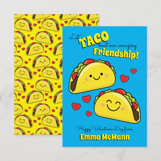Taco Kinder Classroom Valentijn Friendship Cards Bedankkaart (Voorkant / Achterkant)