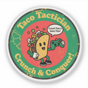 Taco Liefhebber & Gamer "Taco Tacticus Crunch Over Sticker