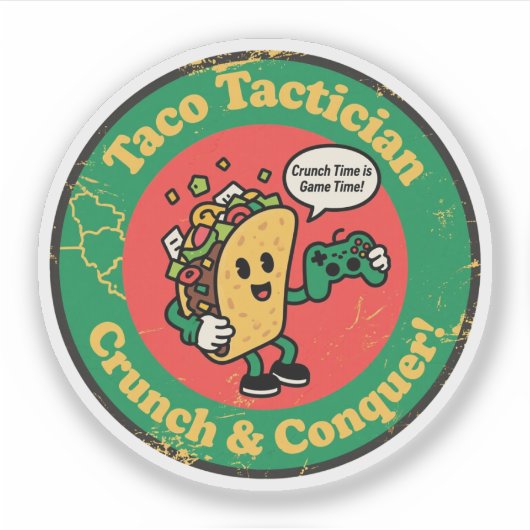 Taco Liefhebber & Gamer "Taco Tacticus Crunch Over Sticker (Voorkant)