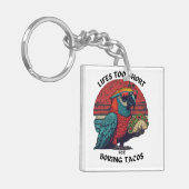 Taco Lover Gift Retro Spicy Papegaai Leven Te Kort Sleutelhanger (Voorkant Links)
