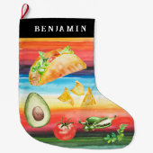 Taco Lover | Kerst van monogram Grote Kerstsok (Voorkant)