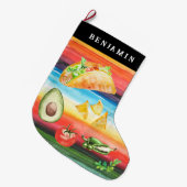 Taco Lover | Kerst van monogram Grote Kerstsok (Voorkant (Hangend))