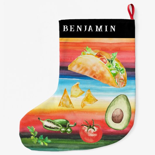 Taco Lover | Kerst van monogram Grote Kerstsok (Achterkant)