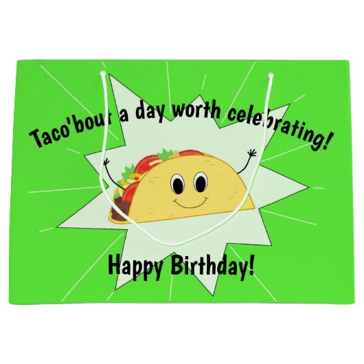 Taco Lover Large Birthday Bag Groot Cadeauzakje (Voorkant)