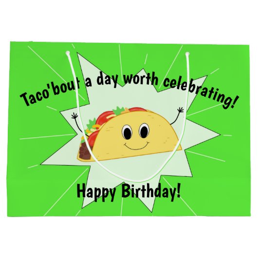 Taco Lover Large Birthday Bag Groot Cadeauzakje (Achterkant)