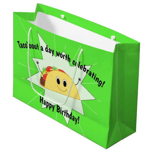 Taco Lover Large Birthday Bag Groot Cadeauzakje (Voorkant Gekanteld)