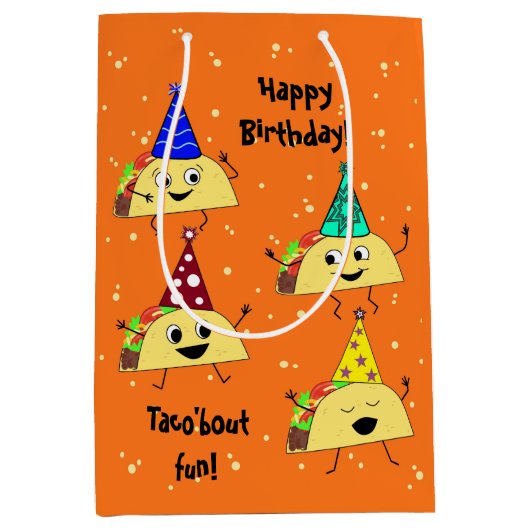 Taco Lover Medium Birthday Gift Bag Cadeauzakje (Voorkant)
