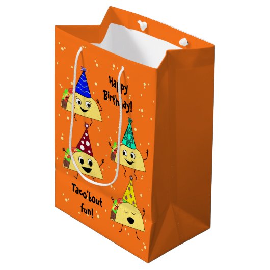 Taco Lover Medium Birthday Gift Bag Medium Cadeauzakje (Voorkant Gekanteld)