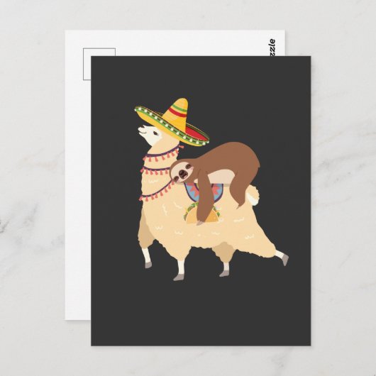 Taco Loving Animals Lazy Sloth Riding Llama Briefkaart (Voorkant / Achterkant)