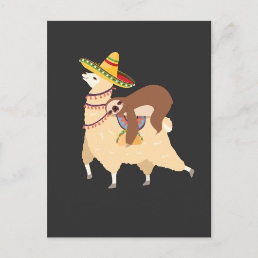 Taco Loving Animals Lazy Sloth Riding Llama Briefkaart (Voorkant)