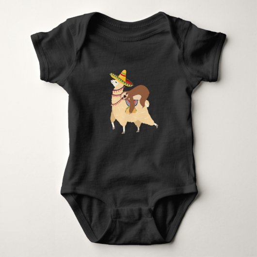 Taco Loving Animals Lazy Sloth Riding Llama Romper (Voorkant)