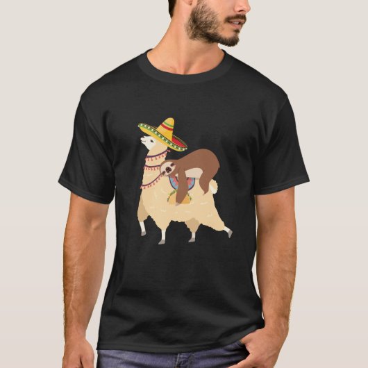 Taco Loving Animals Lazy Sloth Riding Llama T-shirt (Voorkant)