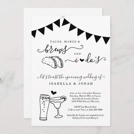 Taco Marg Brew voor ik het Vrijgezellenfeest van p Kaart (Voorkant / Achterkant)