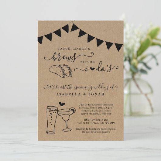 Taco Marg Brew voor ik het Vrijgezellenfeest van p Kaart (Staand voorkant)