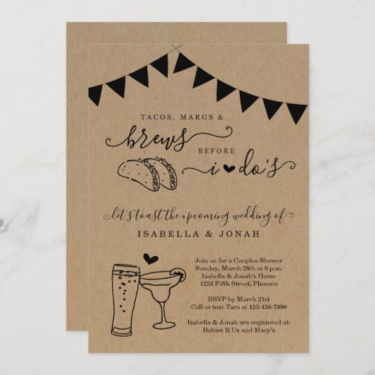 Taco Marg Brew voor ik het Vrijgezellenfeest van p Kaart (Voorkant / Achterkant)