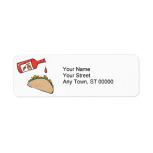 taco met hete saus etiket