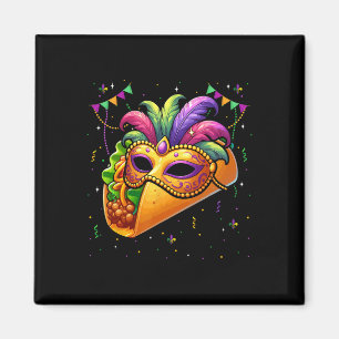 Taco met Mardi Gras-masker Fruitliefhebber Vegan P Magneet