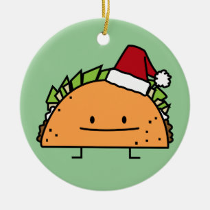 Taco met Santa Hat-kerstmansvlees salsa Keramisch Ornament