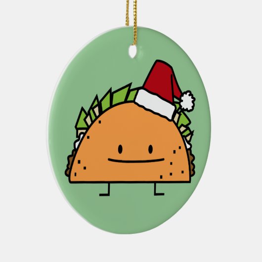 Taco met Santa Hat-kerstmansvlees salsa Keramisch Ornament (Rechts)