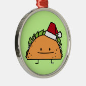 Taco met Santa Hat-kerstmansvlees salsa Metalen Ornament (Rechts)