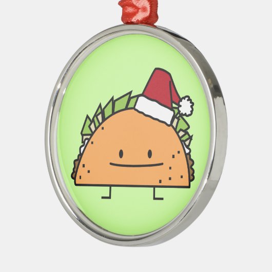 Taco met Santa Hat-kerstmansvlees salsa Metalen Ornament (Links)