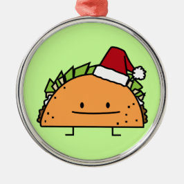 Taco met Santa Hat-kerstmansvlees salsa Metalen Ornament