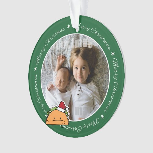 Taco met Santa Hat-kerstmansvlees salsa Ornament (voorkant)