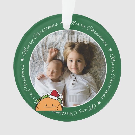 Taco met Santa Hat-kerstmansvlees salsa Ornament (voorkant)