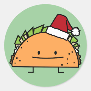 Taco met Santa Hat-kerstmansvlees salsa Ronde Sticker