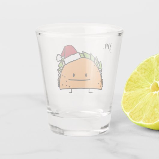 Taco met Santa Hat-kerstmansvlees salsa Shot Glas (Achterkant)