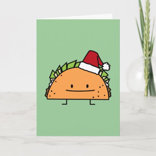 Taco met Santa Hat Kerstmis schelp vlees salsa Feestdagen Kaart (Voorkant)