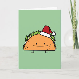 Taco met Santa Hat Kerstmis schelp vlees salsa Feestdagen Kaart