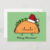 Taco met Santa Hat Kerstmis schelp vlees salsa Feestdagenkaart (Voorkant / Achterkant)