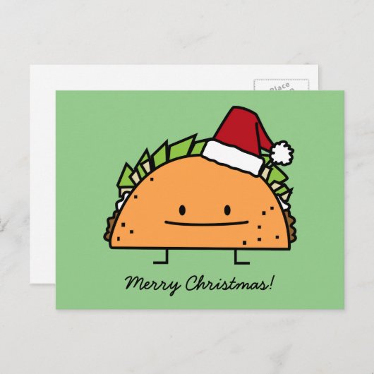 Taco met Santa Hat Kerstmis schelp vlees salsa Feestdagenkaart (Voorkant / Achterkant)